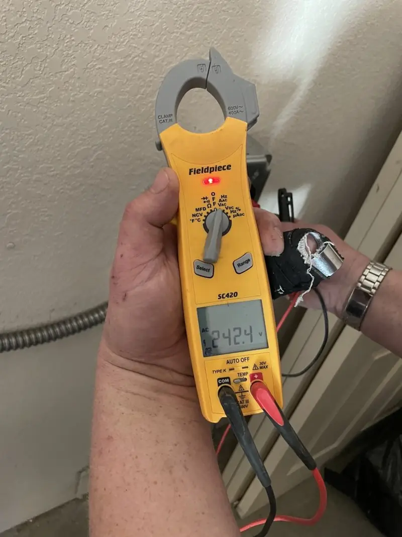 Voltage testing with clamp meter during Generator Installation in Hilliard